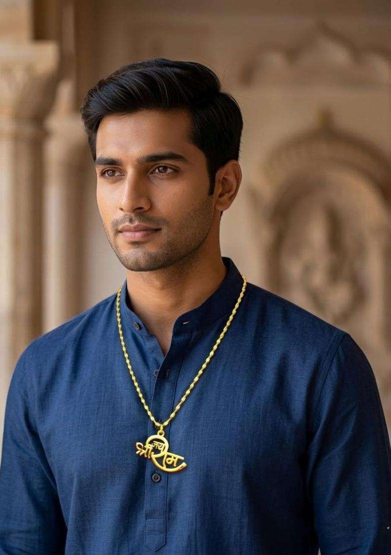 Gold-Plated Temple Quirky Shaped Pendant with Chain for Men & Women | Traditional Temple Jewellery for Wedding & Festive Wear | Festive Gift - Indya