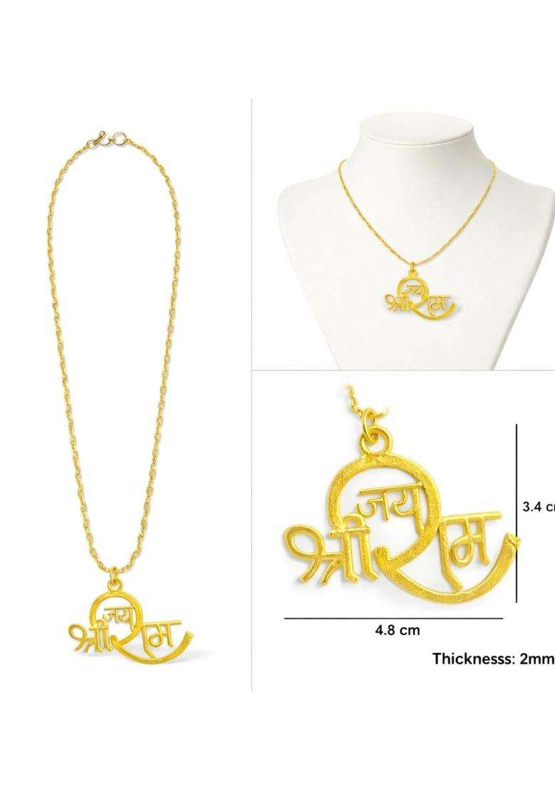 Gold-Plated Temple Quirky Shaped Pendant with Chain for Men & Women | Traditional Temple Jewellery for Wedding & Festive Wear | Festive Gift - Indya