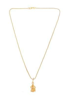 Gold-Plated Temple Quirky Shaped Pendant with Chain for Women | Traditional Temple Jewellery for Wedding & Festive Wear | Gift for Her