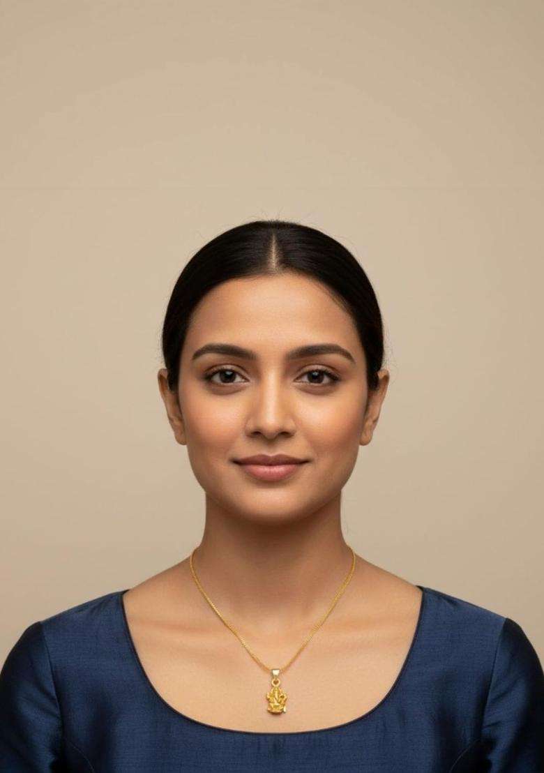 Gold-Plated Temple Quirky Shaped Pendant with Chain for Women | Traditional Temple Jewellery for Wedding & Festive Wear | Gift for Her - Indya