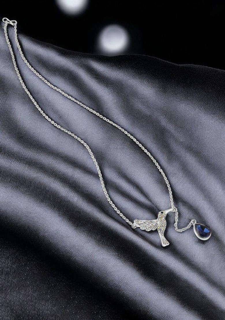 Rhodium-Plated Hummingbird-Shaped Pendants with Chains for Women | Stylish Party & Everyday Wear | Gift for Her - Indya