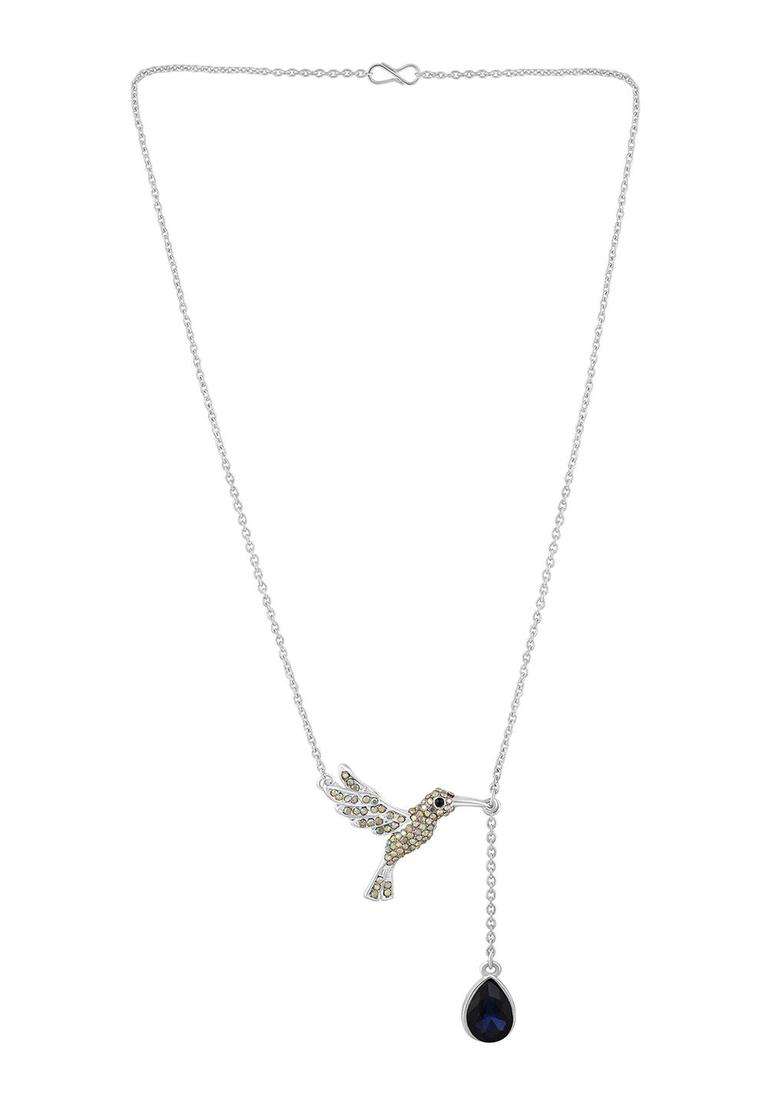 Rhodium-Plated Hummingbird-Shaped Pendants with Chains for Women | Stylish Party & Everyday Wear | Gift for Her - Indya