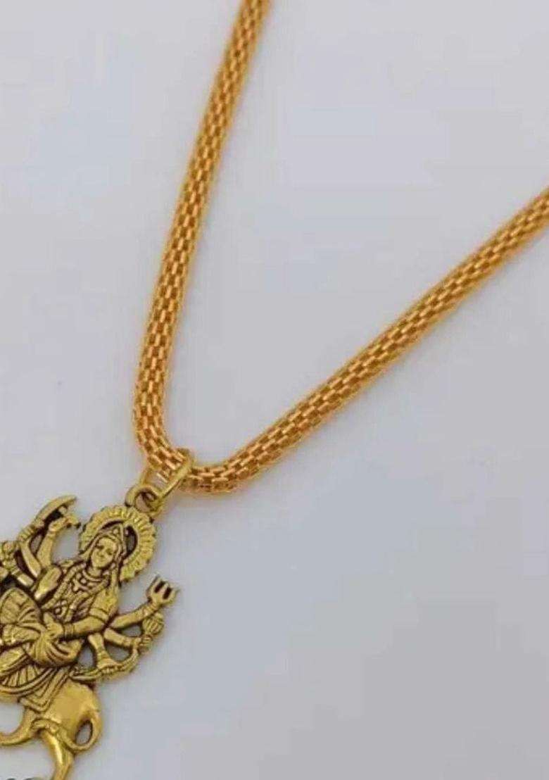 Gold-Plated Quirky Pendants with Chains for Men & Women | Traditional Temple Jewellery for Wedding & Festive Wear | Festive Gift - Indya