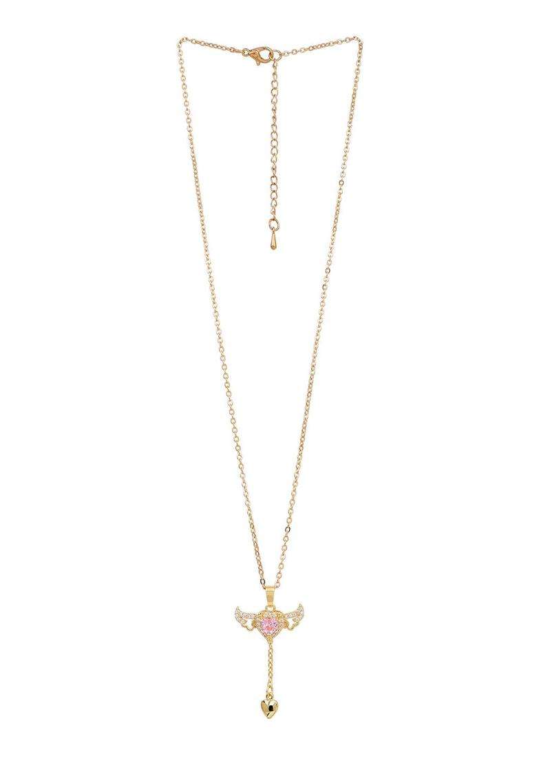 Gold-Plated Stone-Studded Pendant with Chain for Women | Stylish Party & Everyday Wear | Gift for Her - Indya