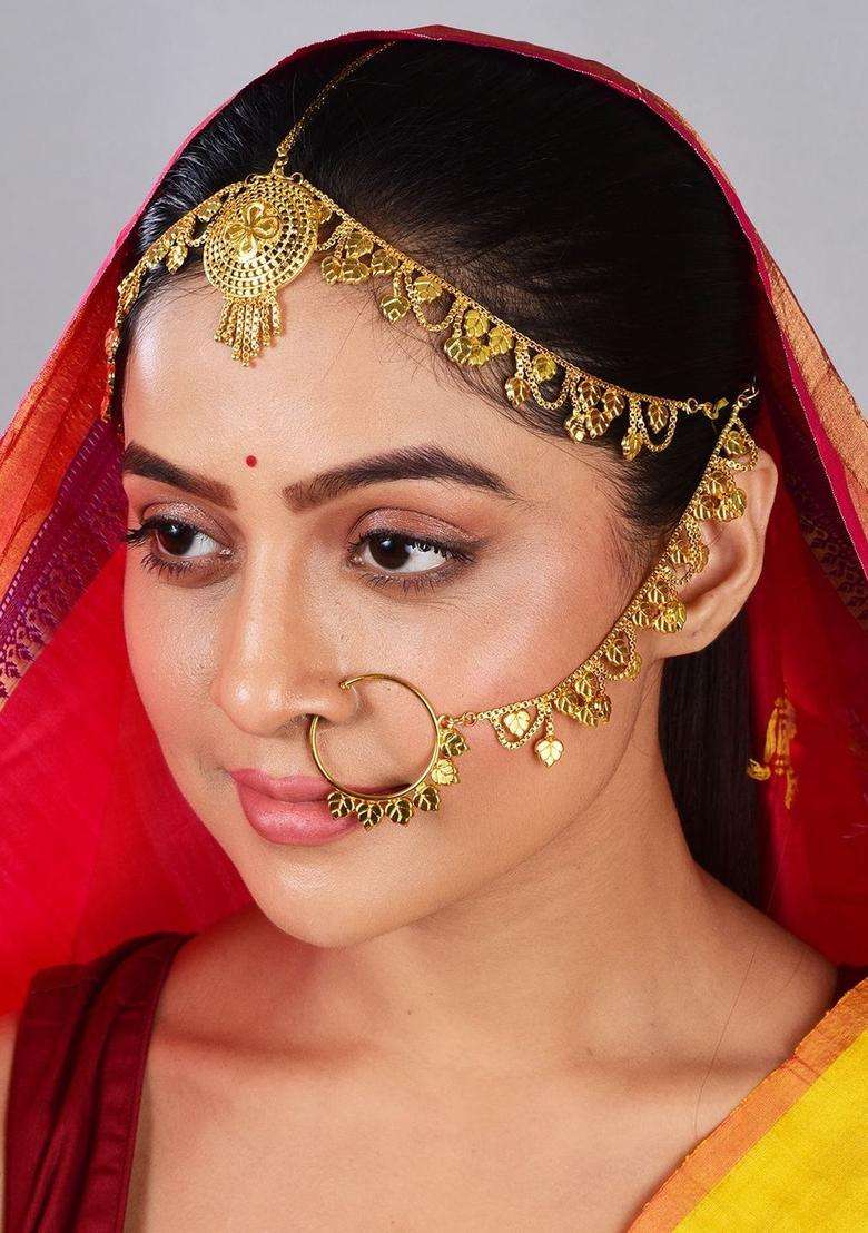 Gold-Plated Matha Patti Head Jewellery for Women | Traditional Temple Jewellery for Wedding & Festive Wear | Gift for Her - Indya