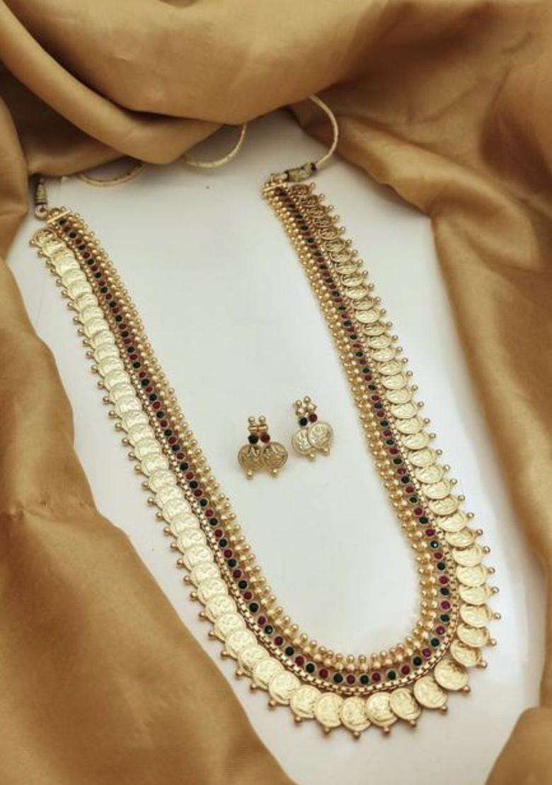 Set of 2 Gold-Plated Stone Studded & Beaded Jewellery Set for Women | Traditional Temple Jewellery for Wedding & Festive Wear | Gift for Her - Indya