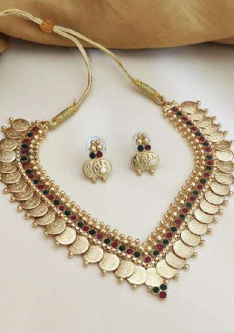 Set of 2 Gold-Plated Stone Studded & Beaded Jewellery Set for Women | Traditional Temple Jewellery for Wedding & Festive Wear | Gift for Her - Indya