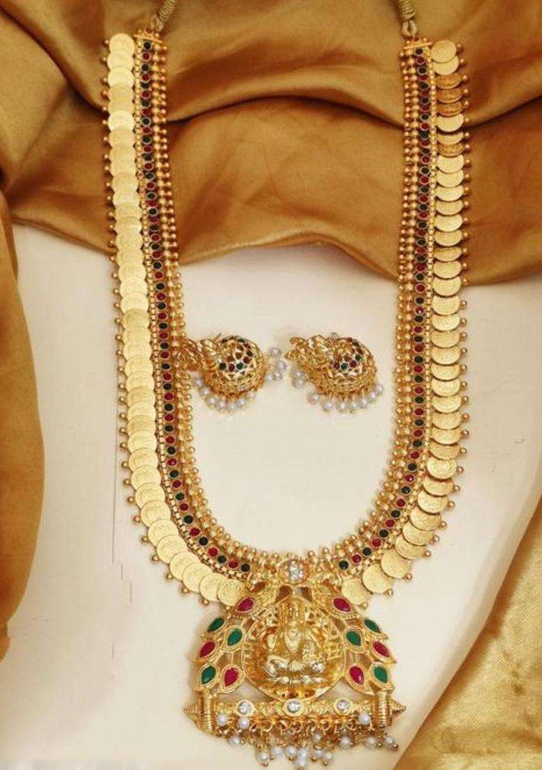 Set of 2 Gold-Plated Stone Studded & Beaded Jewellery Set for Women | Traditional Temple Jewellery for Wedding & Festive Wear | Gift for Her - Indya