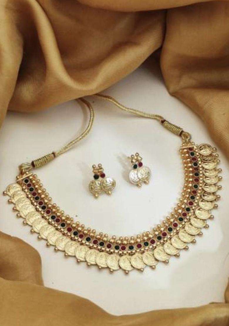 Set of 2 Gold-Plated Stone Studded & Beaded Jewellery Set for Women | Traditional Temple Jewellery for Wedding & Festive Wear | Gift for Her - Indya