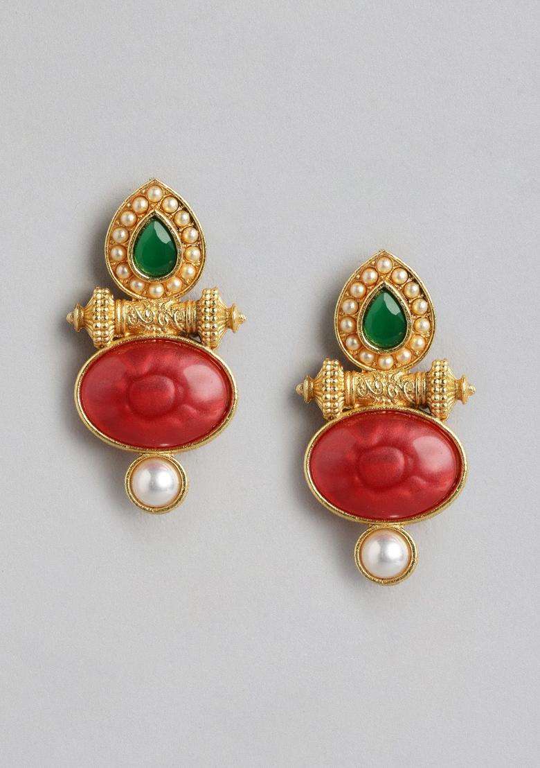 Gold-Plated Pearls Studded with Peacock Temple Pendant Chain and Earrings for Women | Traditional Temple Jewellery for Wedding & Festive Wear | Gift for Her - Indya