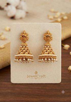 Gold-Plated Geometric Jhumkas Earrings for Women | Traditional Temple Jewellery for Wedding & Festive Wear | Gift for Her
