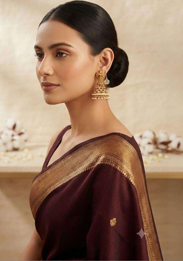 Gold-Plated Geometric Jhumkas Earrings for Women | Traditional Temple Jewellery for Wedding & Festive Wear | Gift for Her - Indya
