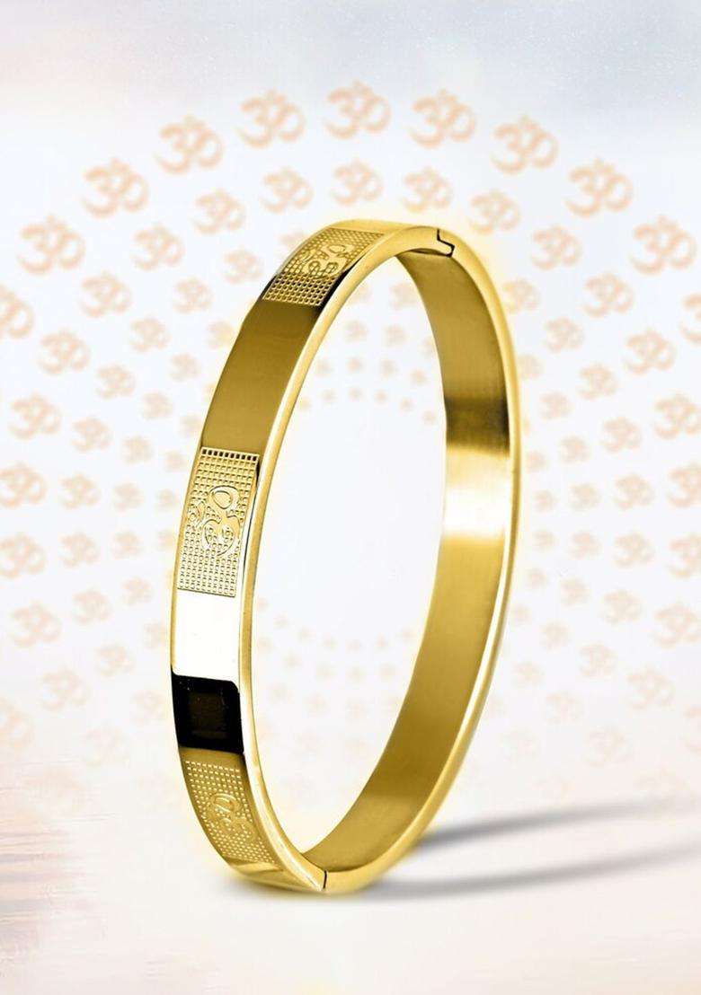 Gold-Plated Kada Bracelet for Men | Stylish Party & Everyday Wear | Gift for Him - Indya