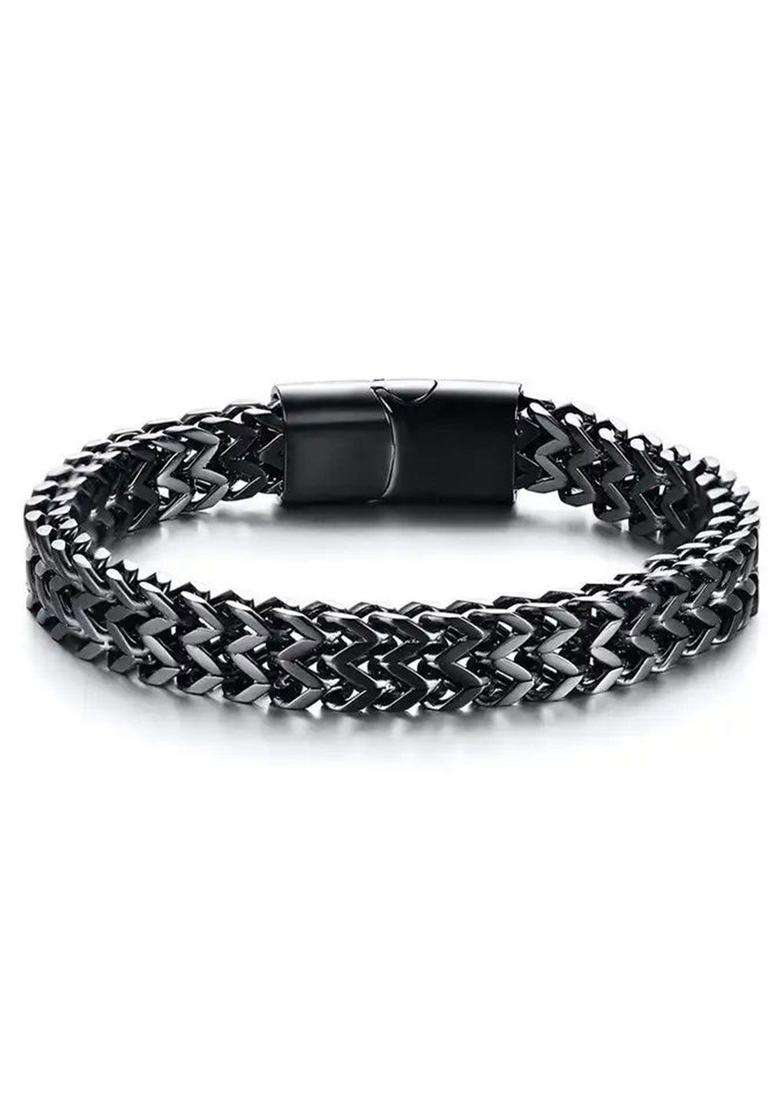 Stainless Steel Silver-Plated Wraparound Bracelet for Men | Stylish Party & Everyday Wear | Gift for Him - Indya
