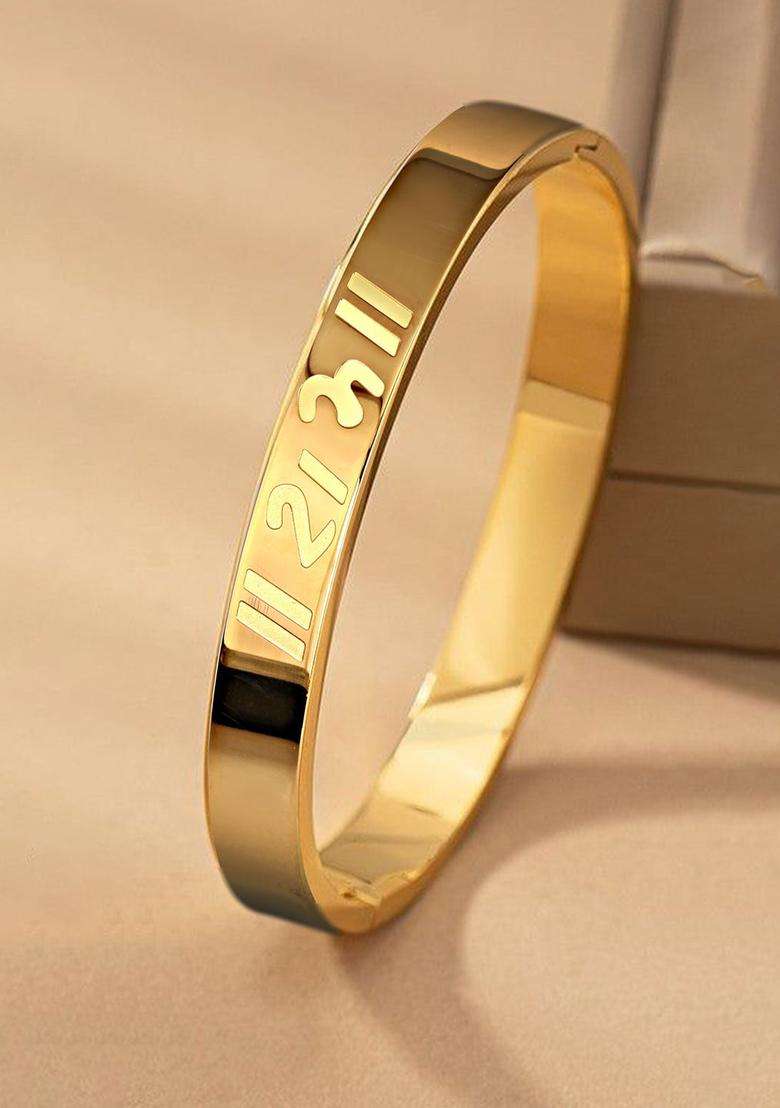 Temple Gold-Plated Shree Ram Anti Tarnish Kada Bracelet for Men | Stylish Party & Everyday Wear | Gift for Him - Indya