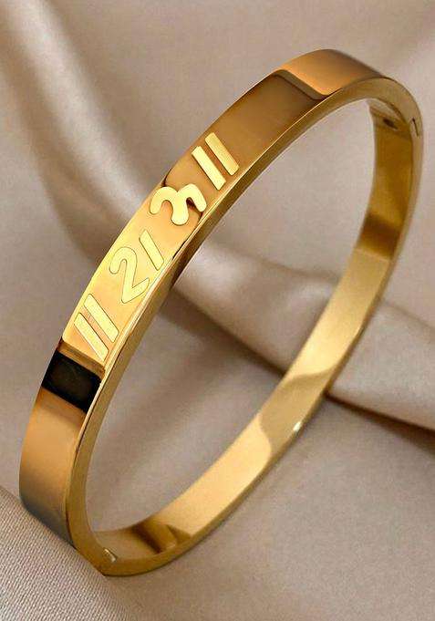Temple Gold-Plated Shree Ram Anti Tarnish Kada Bracelet for Men | Stylish Party & Everyday Wear | Gift for Him
