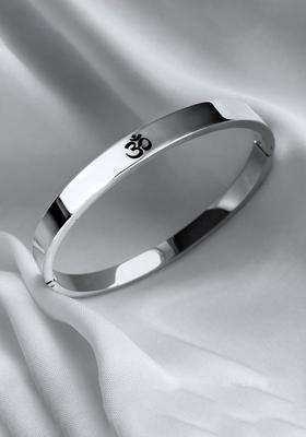 Temple Silver-Plated Anti Tarnish Om Kada Bracelet for Men | Stylish Party & Everyday Wear | Gift for Him