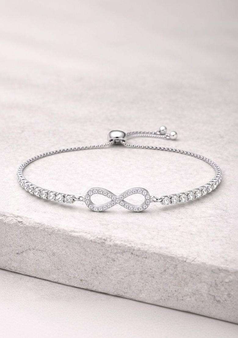 American Diamond Temple Silver-Plated Link Bracelet for Women | Stylish Party & Everyday Wear | Gift for Her - Indya