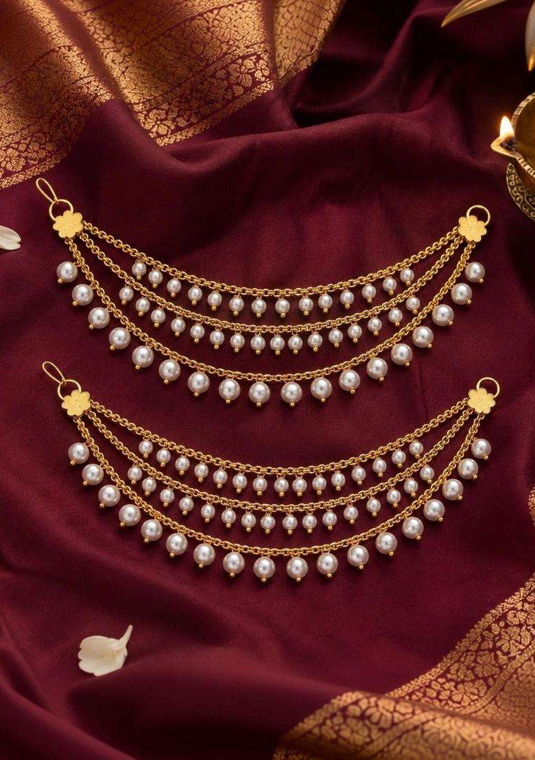 Gold-Plated Leaf Shaped Earrings for Women | Traditional Temple Jewellery for Wedding & Festive Wear | Gift for Her - Indya