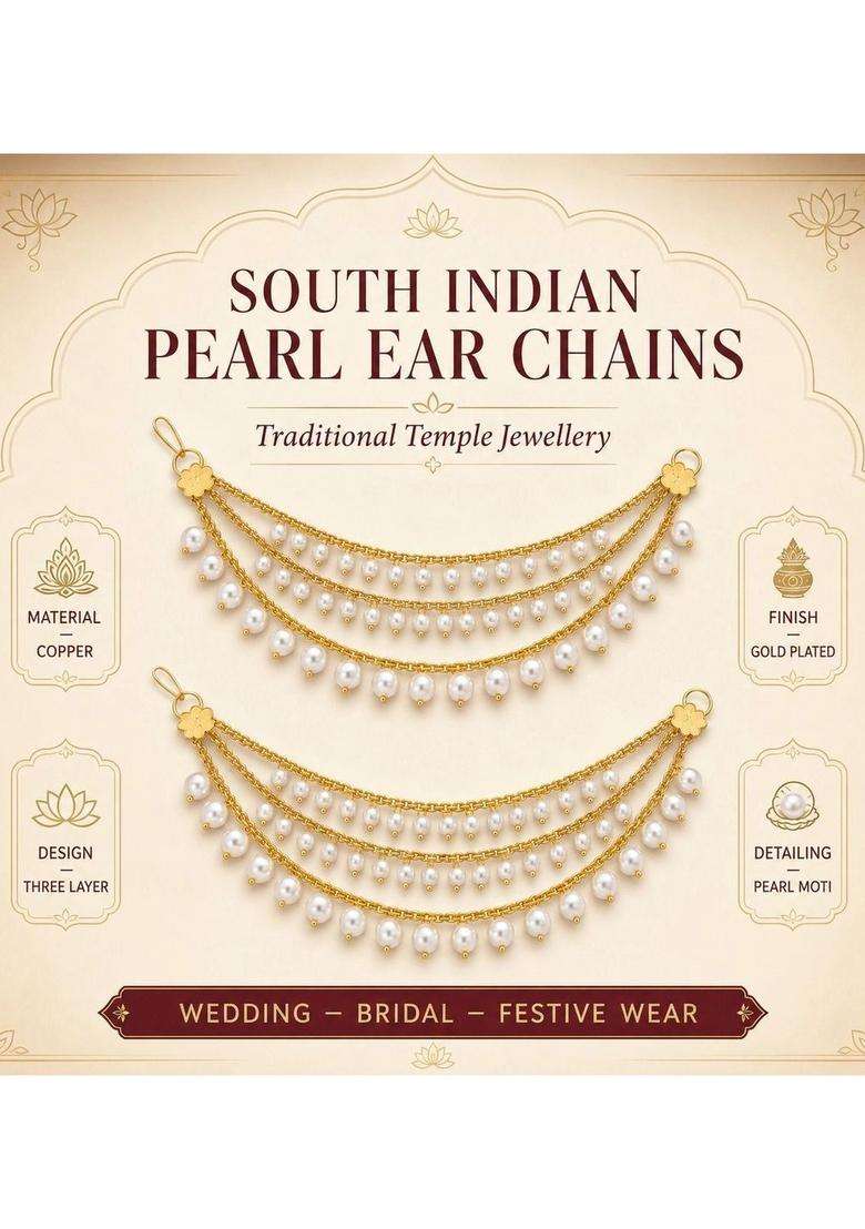 Gold-Plated Leaf Shaped Earrings for Women | Traditional Temple Jewellery for Wedding & Festive Wear | Gift for Her - Indya