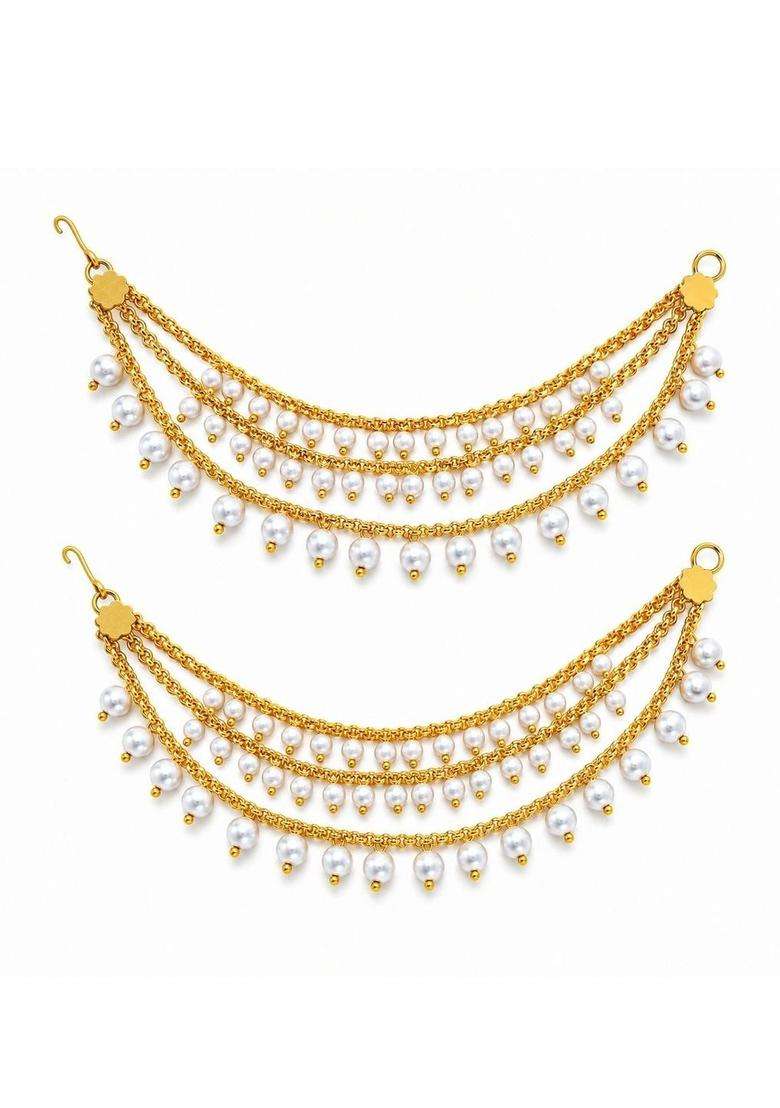 Gold-Plated Leaf Shaped Earrings for Women | Traditional Temple Jewellery for Wedding & Festive Wear | Gift for Her - Indya