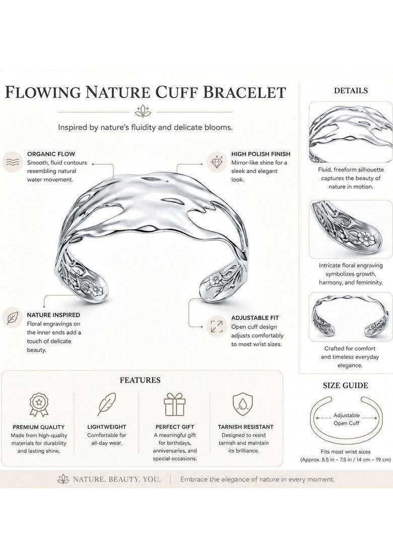 Stainless Steel Silver-Plated Cuff Bracelet for Women | Stylish Party & Everyday Wear | Gift for Her - Indya