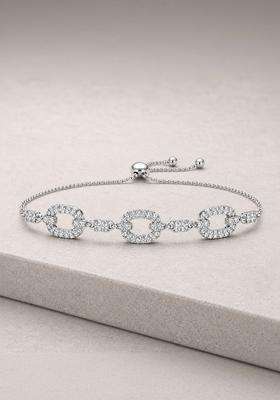 American Diamond Temple Silver-Plated Link Bracelet for Women | Stylish Party & Everyday Wear | Gift for Her
