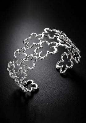 Temple Silver-Plated Cuff Bracelet for Women | Stylish Party & Everyday Wear | Gift for Her
