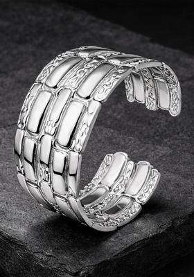 Temple Silver-Plated Cuff Bracelet for Women | Stylish Party & Everyday Wear | Gift for Her