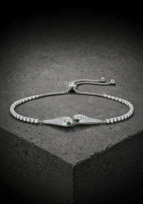 American Diamond Temple Silver-Plated Link Bracelet for Women | Stylish Party & Everyday Wear | Gift for Her