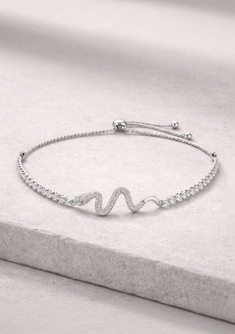 American Diamond Silver-Plated Multistrand Bracelet for Women | Stylish Party & Everyday Wear | Gift for Her - Indya