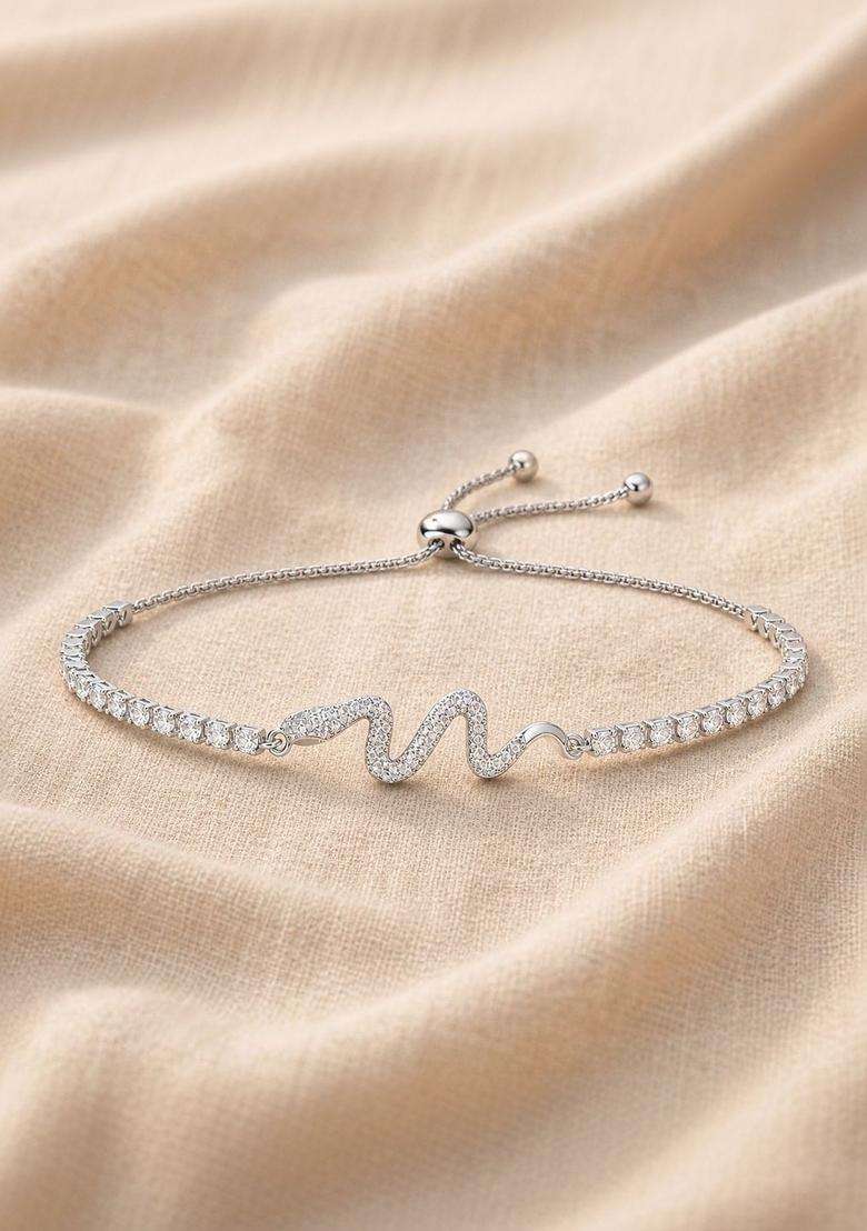 American Diamond Silver-Plated Multistrand Bracelet for Women | Stylish Party & Everyday Wear | Gift for Her - Indya