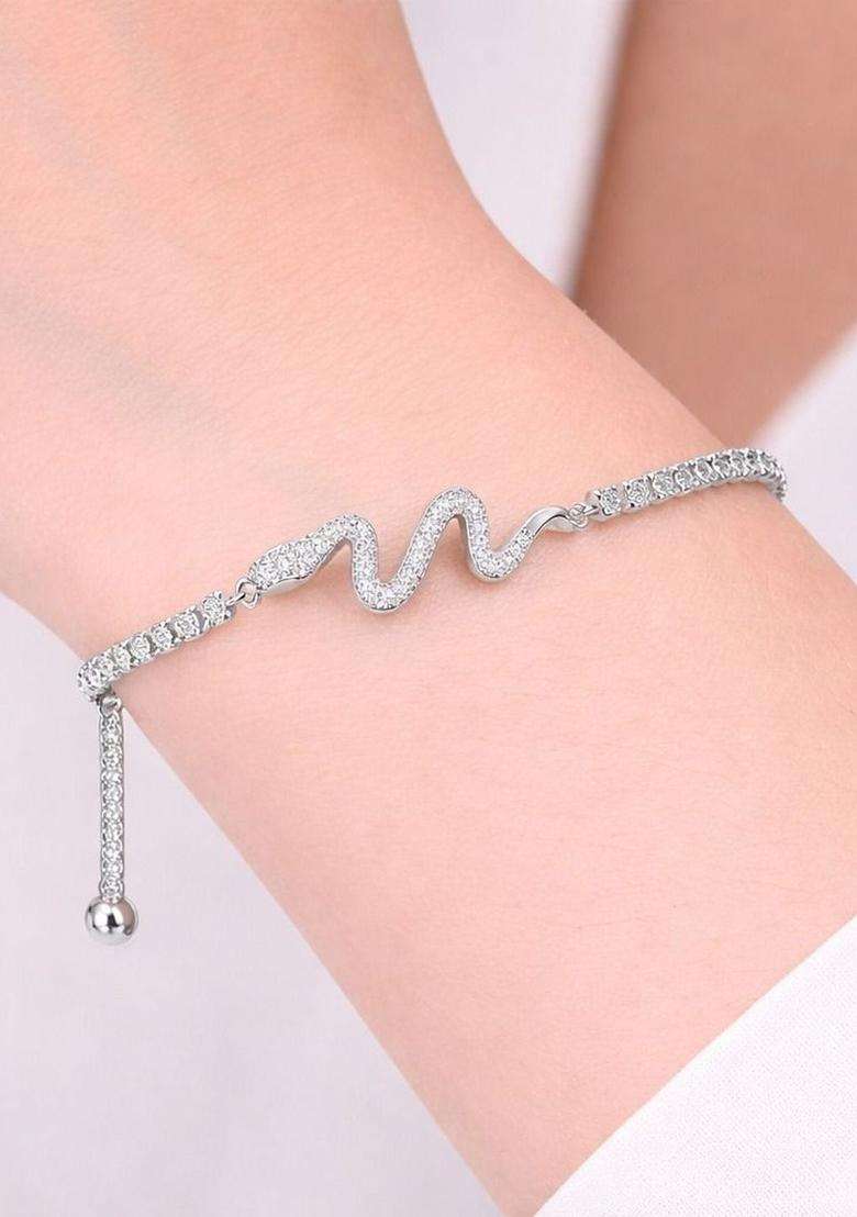 American Diamond Silver-Plated Multistrand Bracelet for Women | Stylish Party & Everyday Wear | Gift for Her - Indya