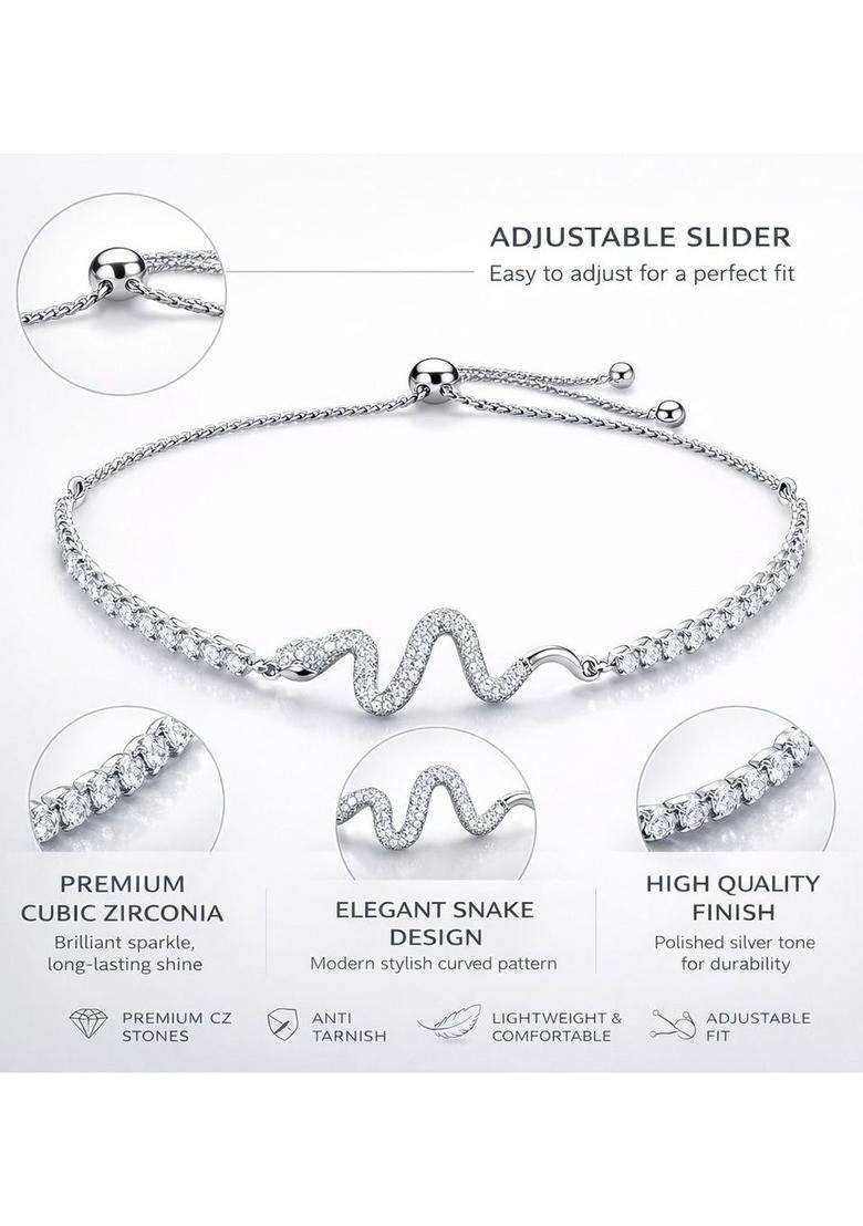 American Diamond Silver-Plated Multistrand Bracelet for Women | Stylish Party & Everyday Wear | Gift for Her - Indya
