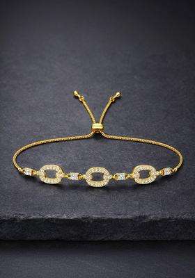 American Diamond Temple Gold-Plated Link Bracelet for Women | Stylish Party & Everyday Wear | Gift for Her