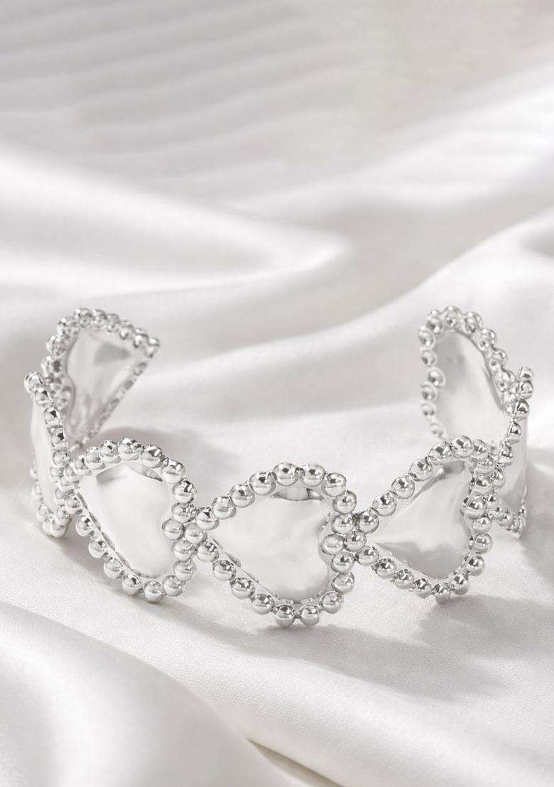 Temple Silver-Plated Cuff Bracelet for Women | Stylish Party & Everyday Wear | Gift for Her - Indya