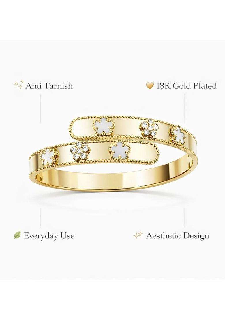 American Diamond Temple Gold-Plated Cuff Bracelet for Women | Stylish Party & Everyday Wear | Gift for Her - Indya