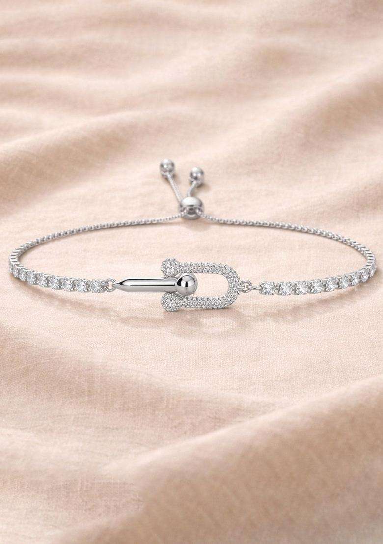 American Diamond Silver-Plated Multistrand Bracelet for Women | Stylish Party & Everyday Wear | Gift for Her - Indya