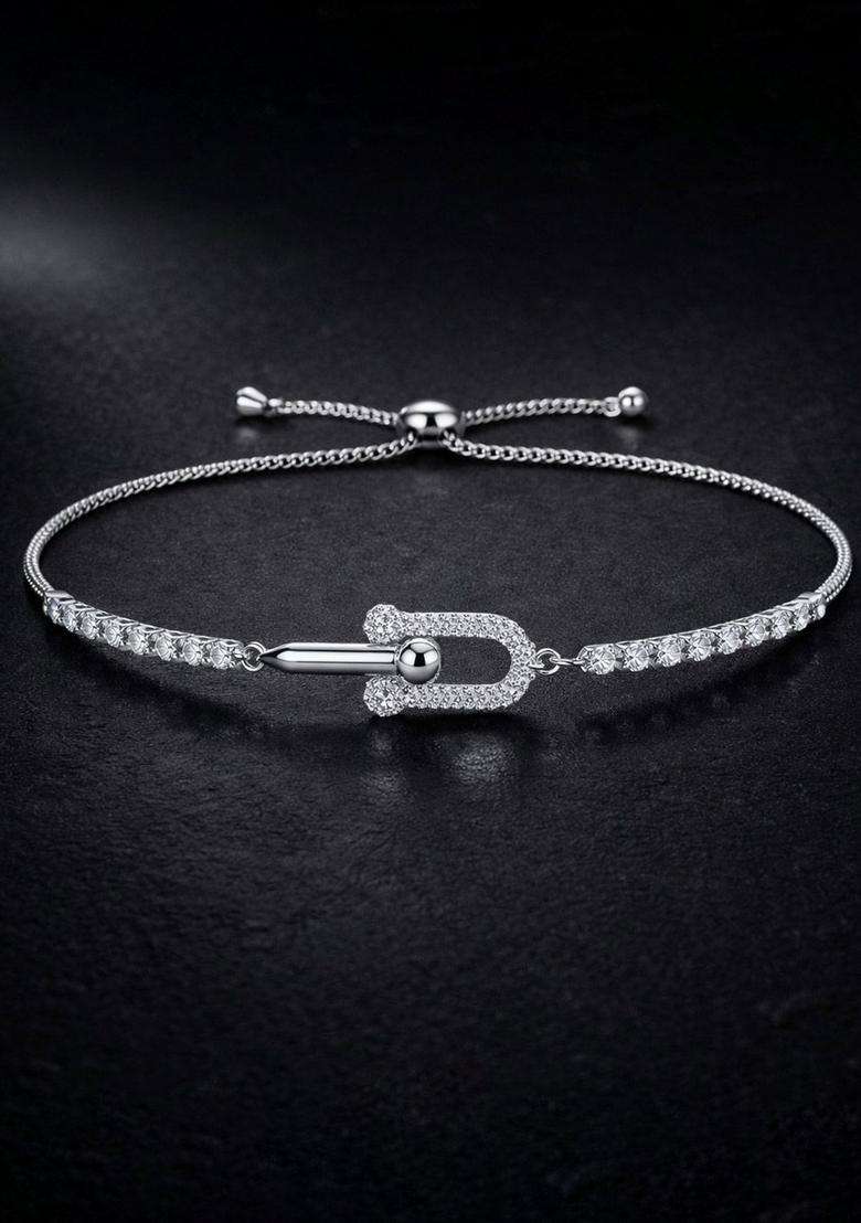 American Diamond Silver-Plated Multistrand Bracelet for Women | Stylish Party & Everyday Wear | Gift for Her - Indya