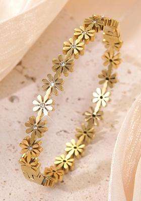 American Diamond Temple Gold-Plated Link Bracelet for Women | Stylish Party & Everyday Wear | Gift for Her