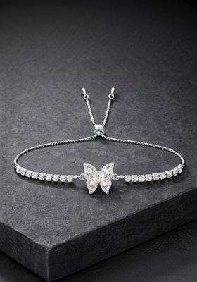 American Diamond Temple Silver-Plated Link Bracelet for Women | Stylish Party & Everyday Wear | Gift for Her