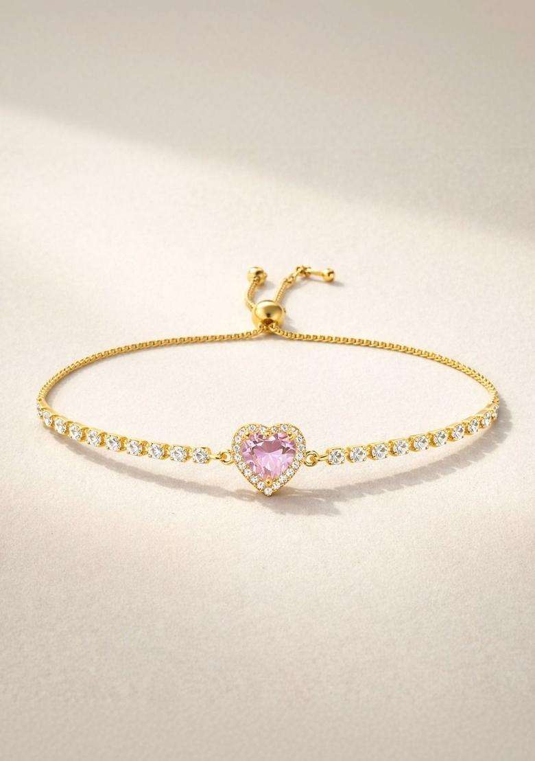 American Diamond Temple Gold-Plated Link Bracelet for Women | Stylish Party & Everyday Wear | Gift for Her - Indya