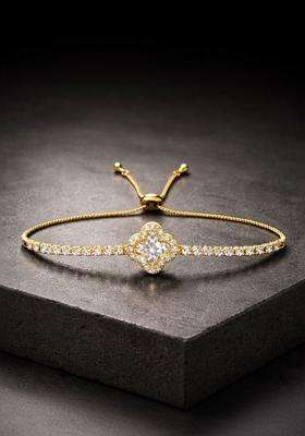 American Diamond Temple Gold-Plated Link Bracelet for Women | Stylish Party & Everyday Wear | Gift for Her