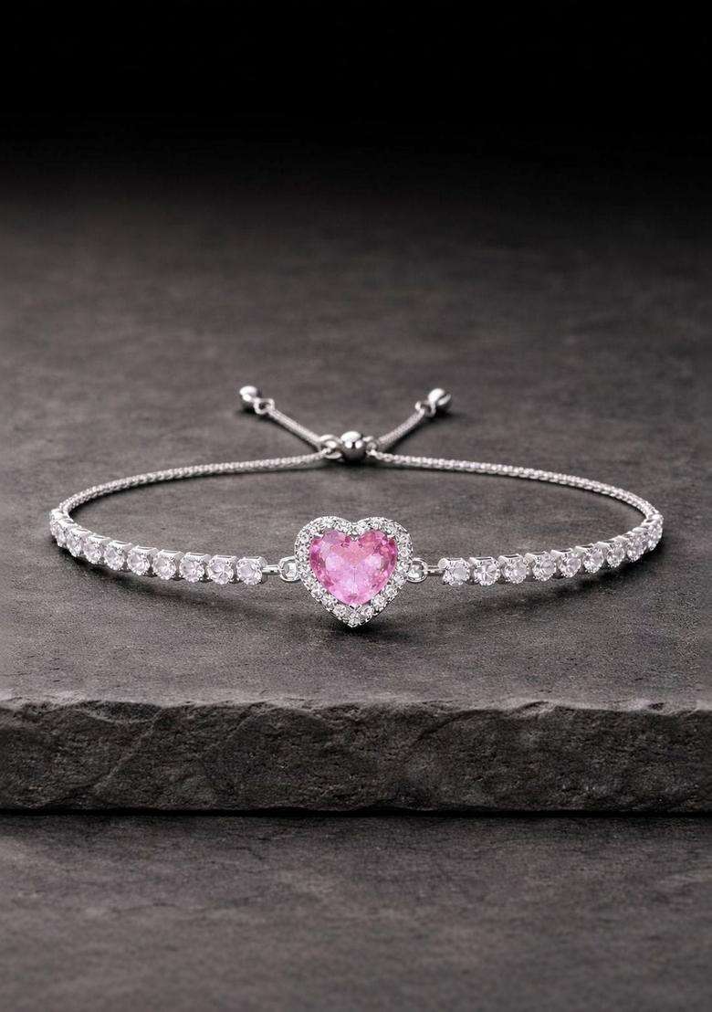 American Diamond Temple Silver-Plated Link Bracelet for Women | Stylish Party & Everyday Wear | Gift for Her - Indya
