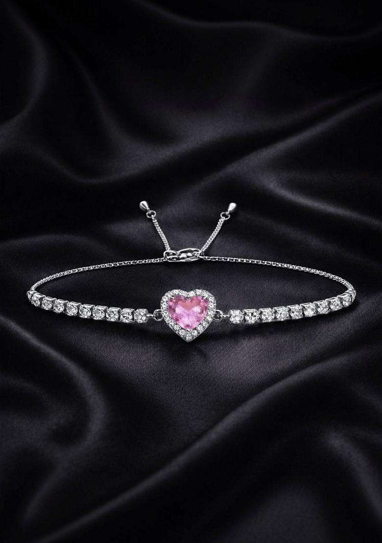 American Diamond Temple Silver-Plated Link Bracelet for Women | Stylish Party & Everyday Wear | Gift for Her - Indya