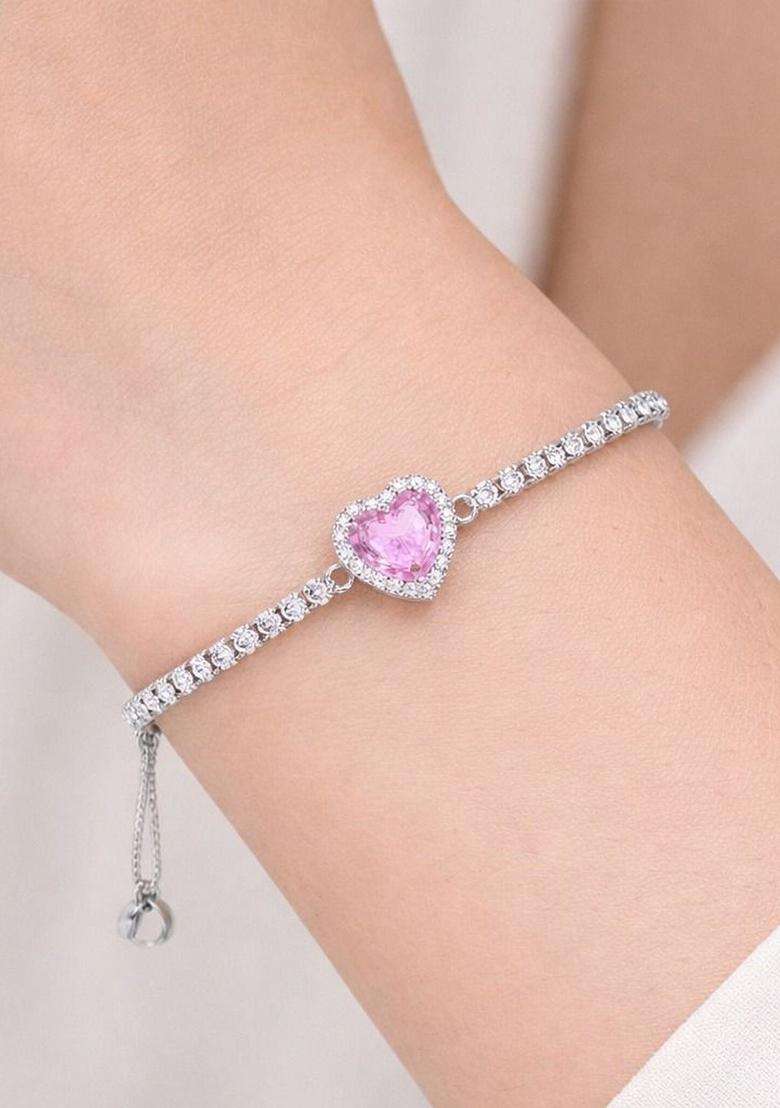 American Diamond Temple Silver-Plated Link Bracelet for Women | Stylish Party & Everyday Wear | Gift for Her - Indya