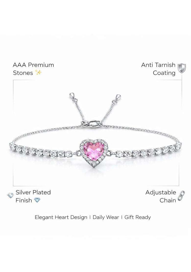 American Diamond Temple Silver-Plated Link Bracelet for Women | Stylish Party & Everyday Wear | Gift for Her - Indya