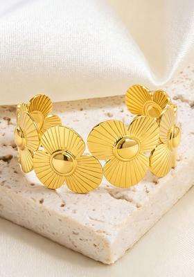 Stainless Steel Gold-Plated Anti Tarnish Cuff Bracelet for Women | Stylish Party & Everyday Wear | Gift for Her