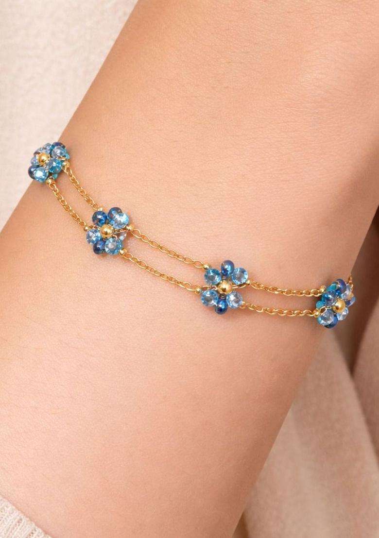 American Diamond Temple Gold-Plated Charm Bracelet for Women | Stylish Party & Everyday Wear | Gift for Her - Indya