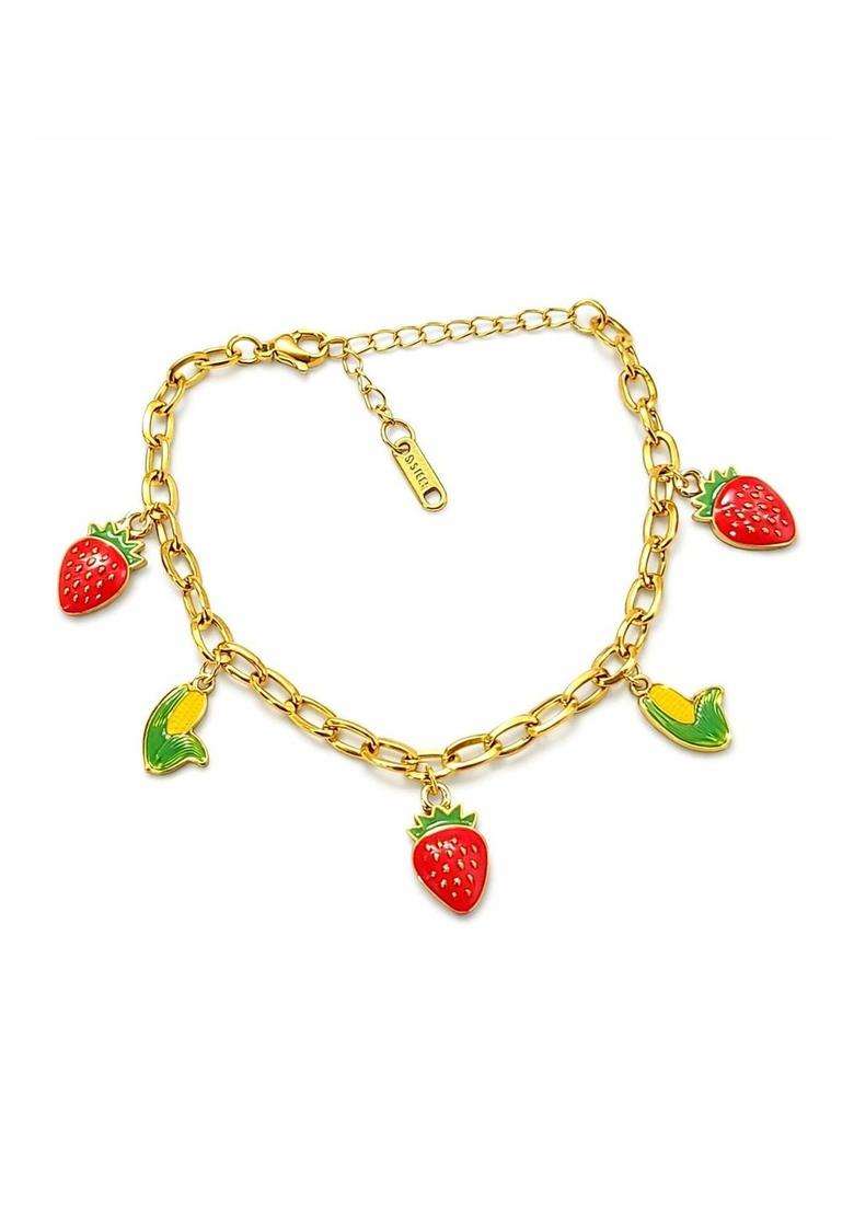 Stainless Steel Gold-Plated Charm Bracelet for Women | Stylish Party & Everyday Wear | Gift for Her - Indya
